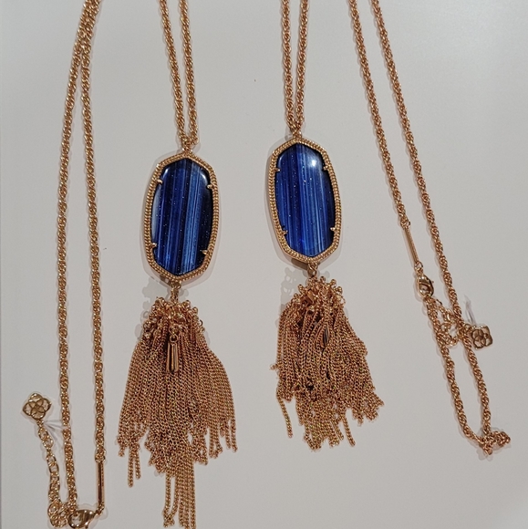 Two Kendra Scott Navy Dusted Glass Rayne Necklaces - Picture 11 of 12